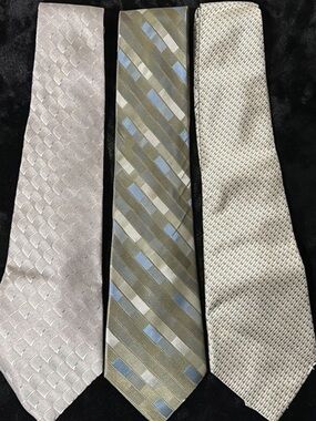 Silver/Blue/Green Silk Ties Bundle of 3